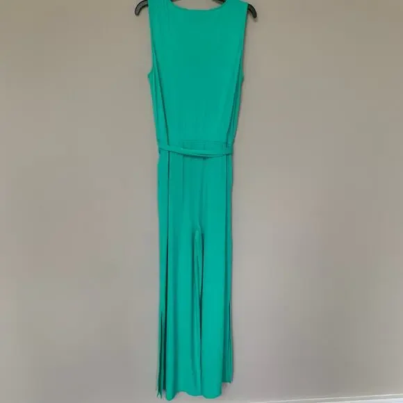 Christian Siriano C Wonder sleeveless jumpsuit V neck side pockets wide leg M - Picture 2 of 10